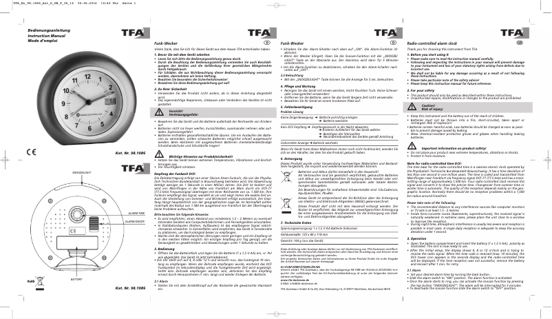Page 1 de la notice Manuel utilisateur TFA 98.1086