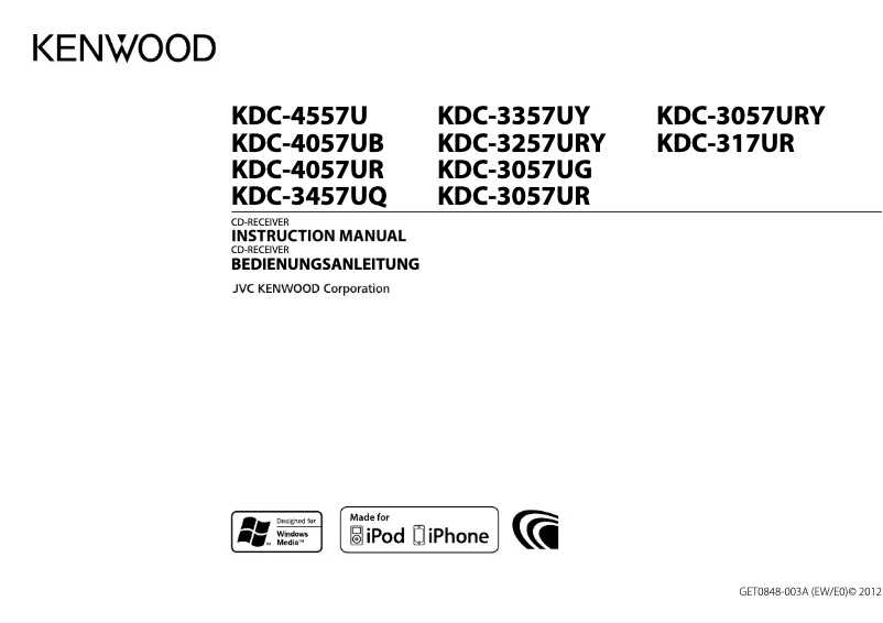 Page 1 de la notice Manuel utilisateur Kenwood KDC-317UR
