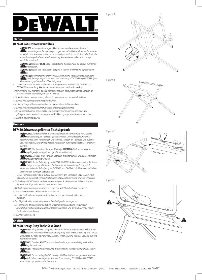 Page 1 de la notice Manuel utilisateur DeWalt DE7450