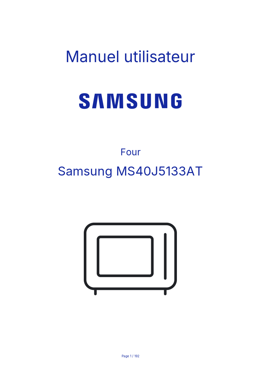 Page n°1 - Manuel utilisateur Samsung MS40J5133AT