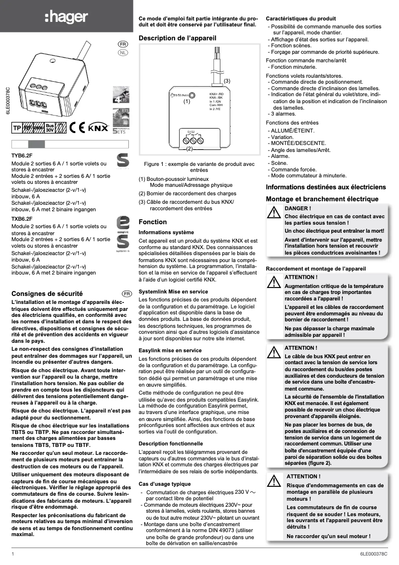 Image de la première page du manuel de l'appareil TYB602F