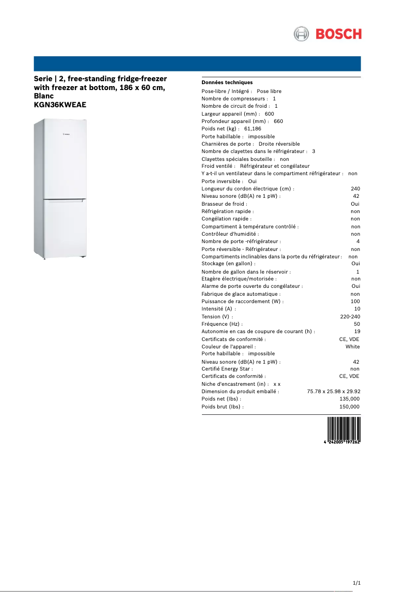 Image de la première page du manuel de l'appareil KGN36KWEAE