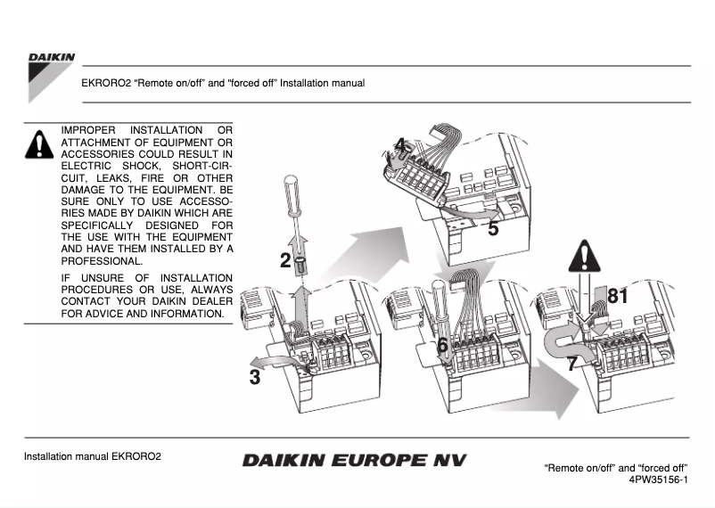 Page 1 de la notice Manuel utilisateur Daikin EKRORO2