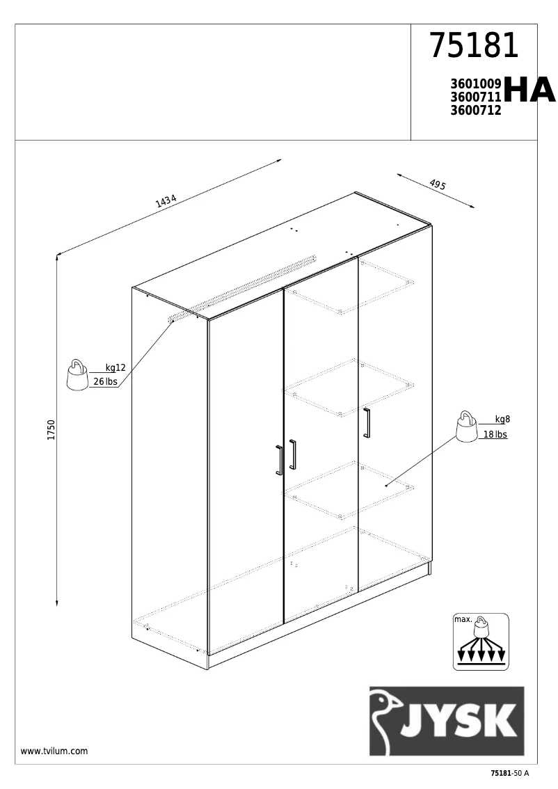 Página 1 del manual Manual de usuario JYSK Hagendrup (143x175x50)