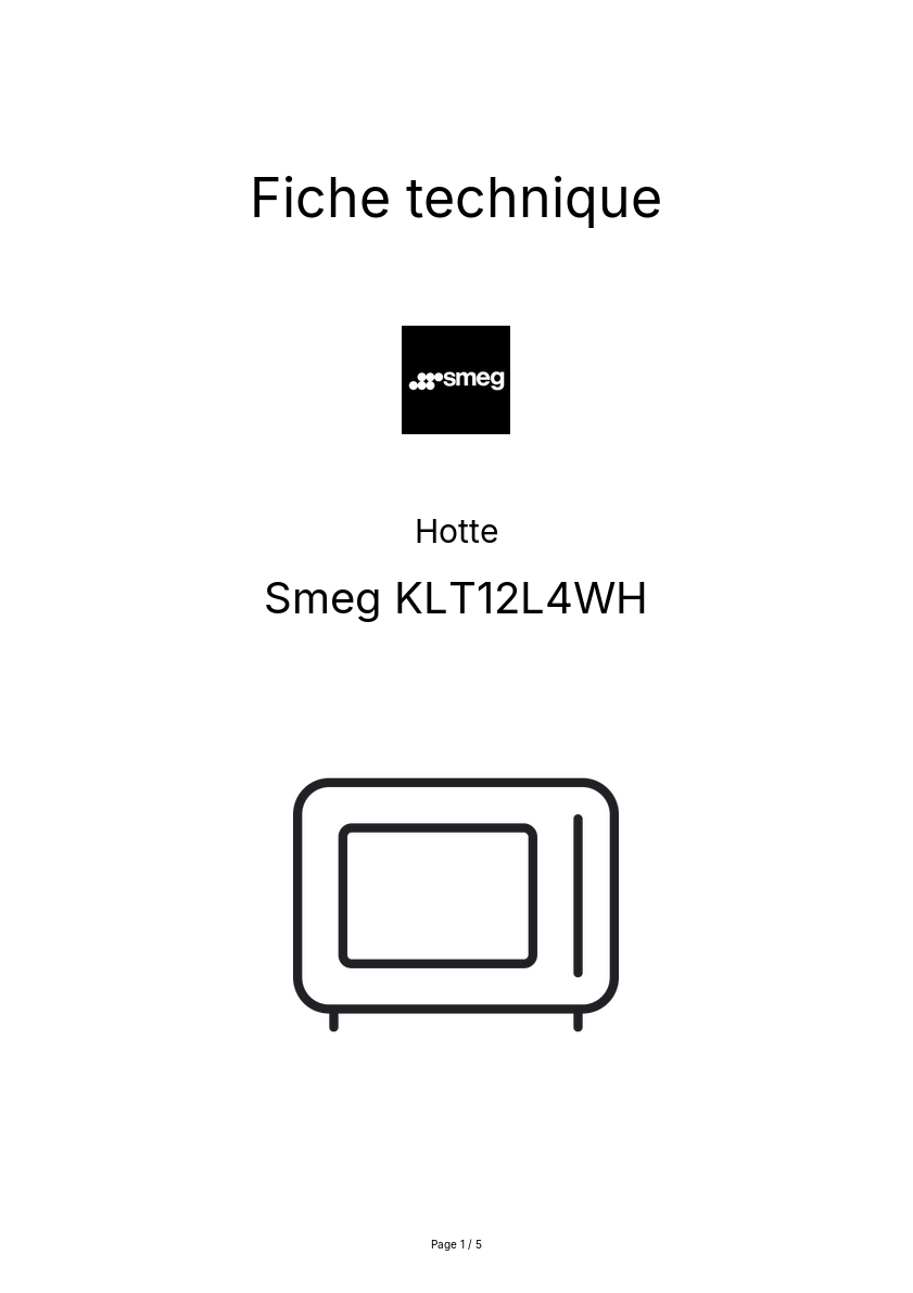 Page n°1 - Fiche technique Smeg KLT12L4WH