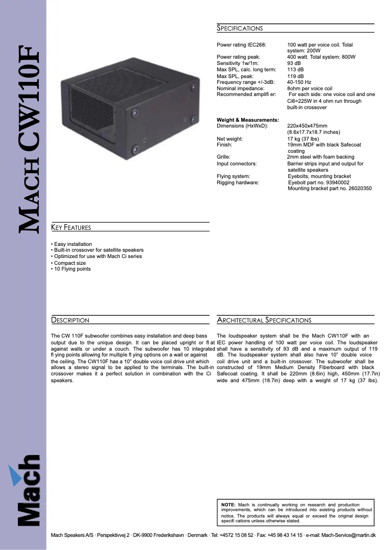 Image de la première page du manuel de l'appareil CW110 F