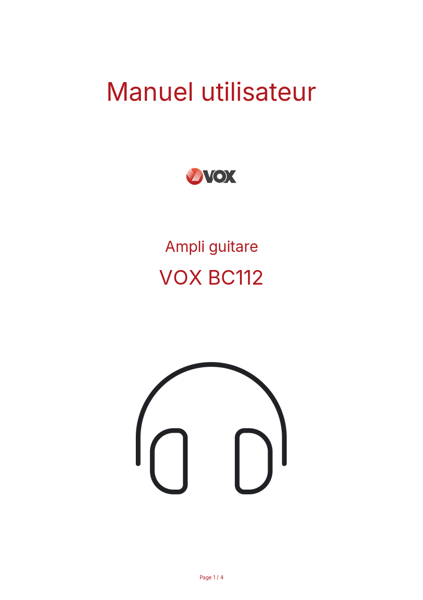 Page n°1 - Manuel utilisateur VOX BC112