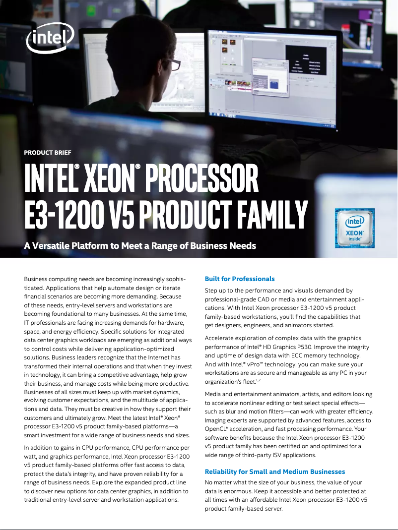 Page 1 de la notice Manuel utilisateur Intel Xeon E3-1240V5