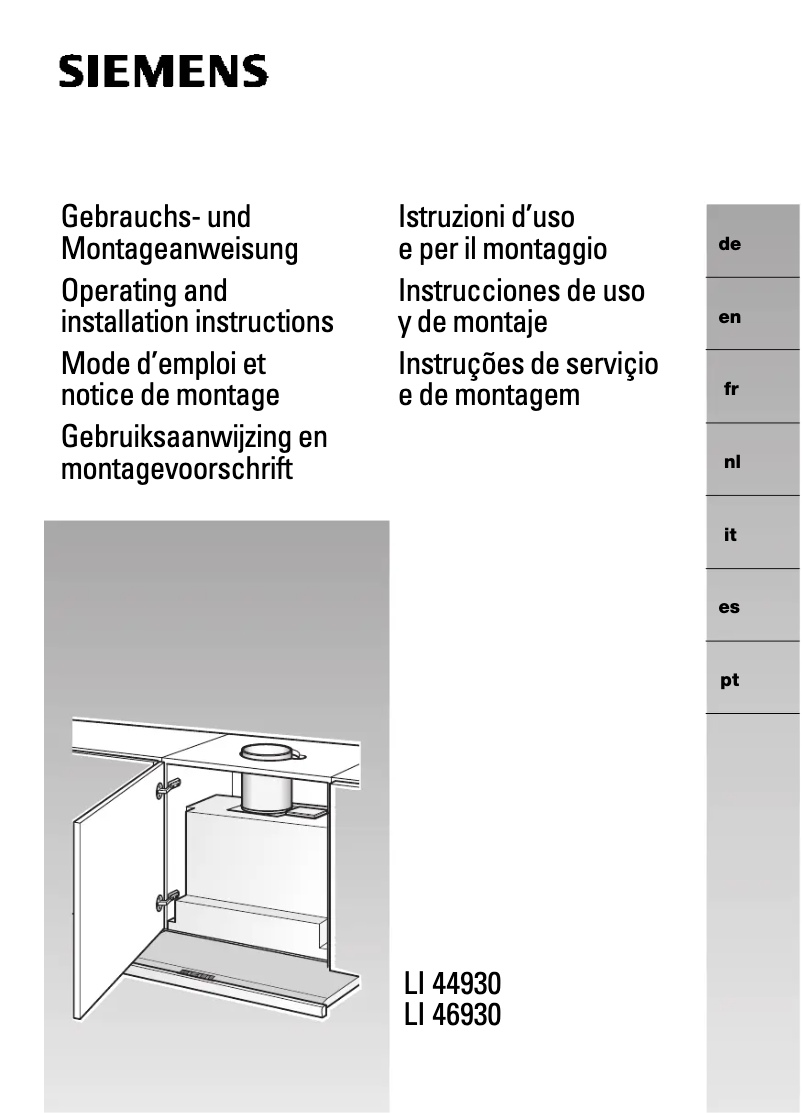 Page 1 de la notice Manuel utilisateur Siemens LI46931GB