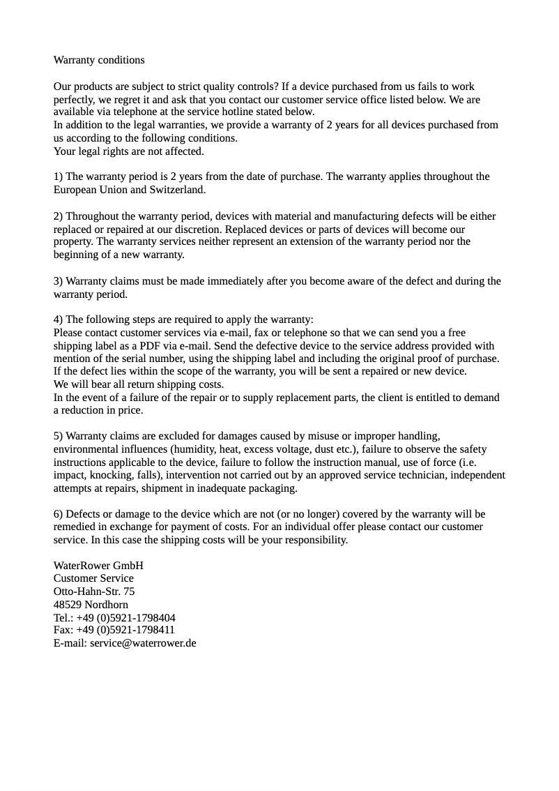 Page 1 de la notice Informations de garantie Nohrd Bike