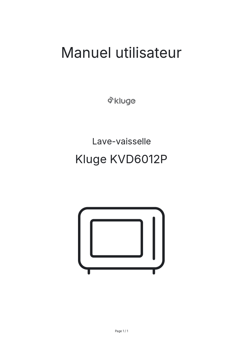 Page n°1 - Manuel utilisateur Kluge KVD6012P