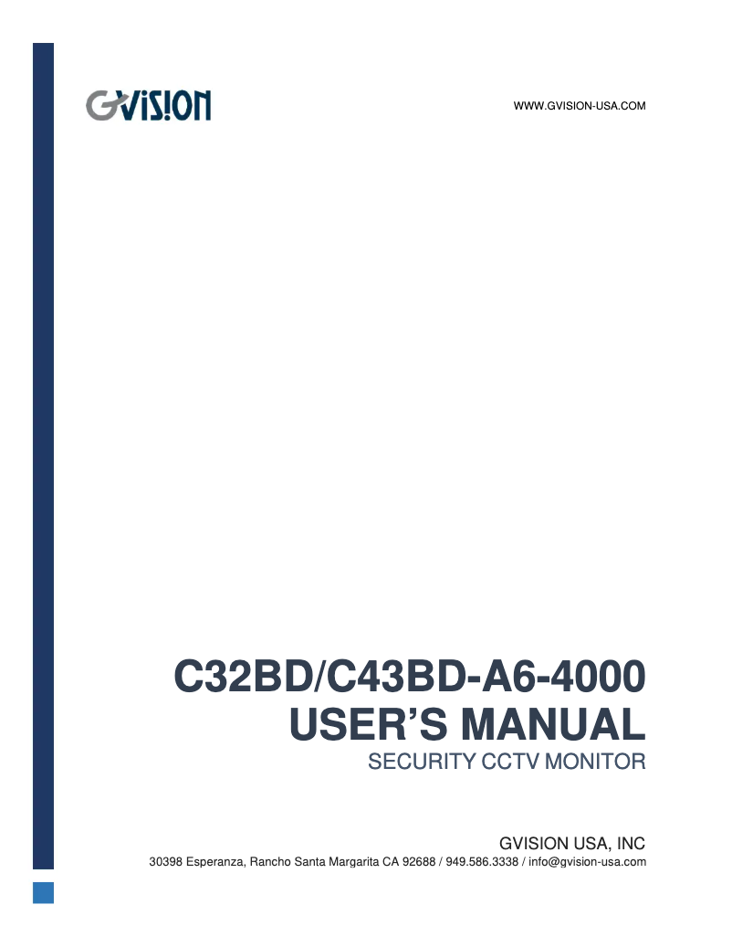 Page n°1 - Manuel utilisateur GVision C32BD-A6-4000