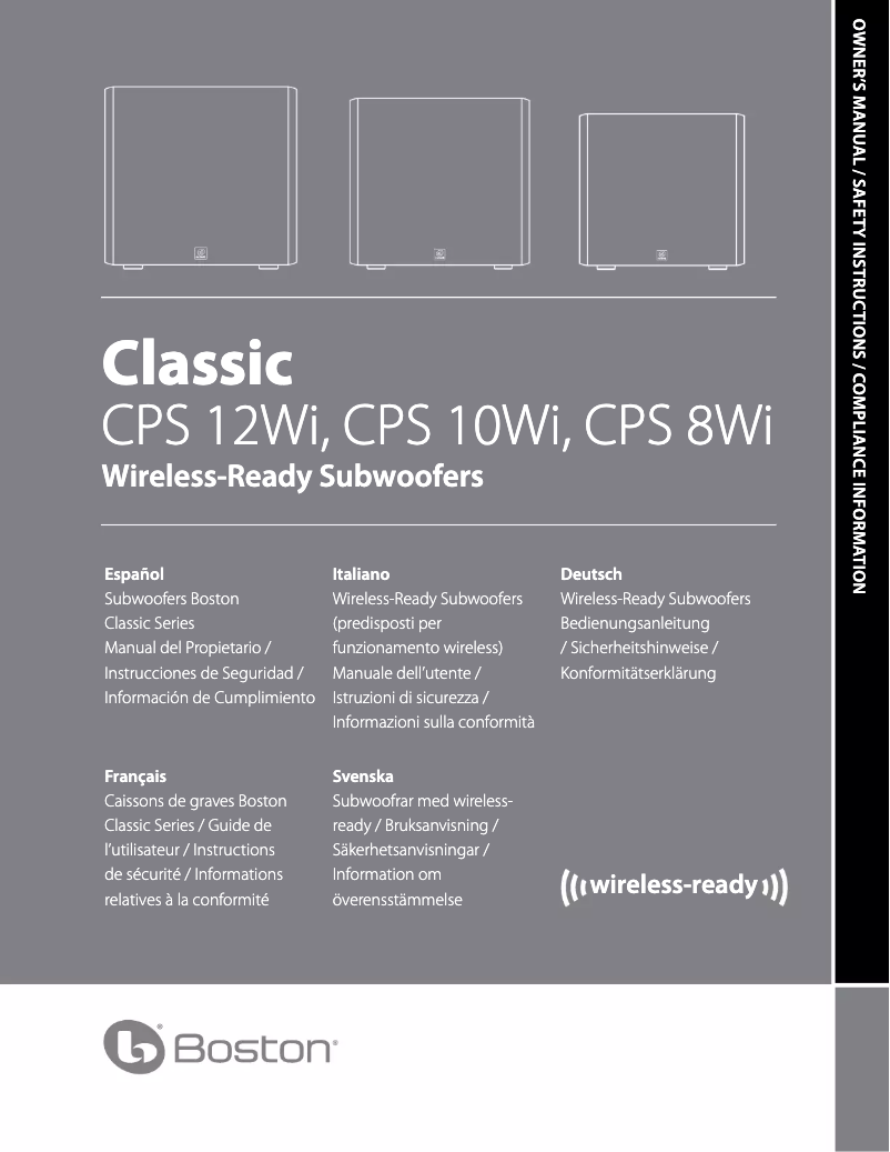 Page 1 de la notice Manuel utilisateur Boston Acoustics CPS 12Wi