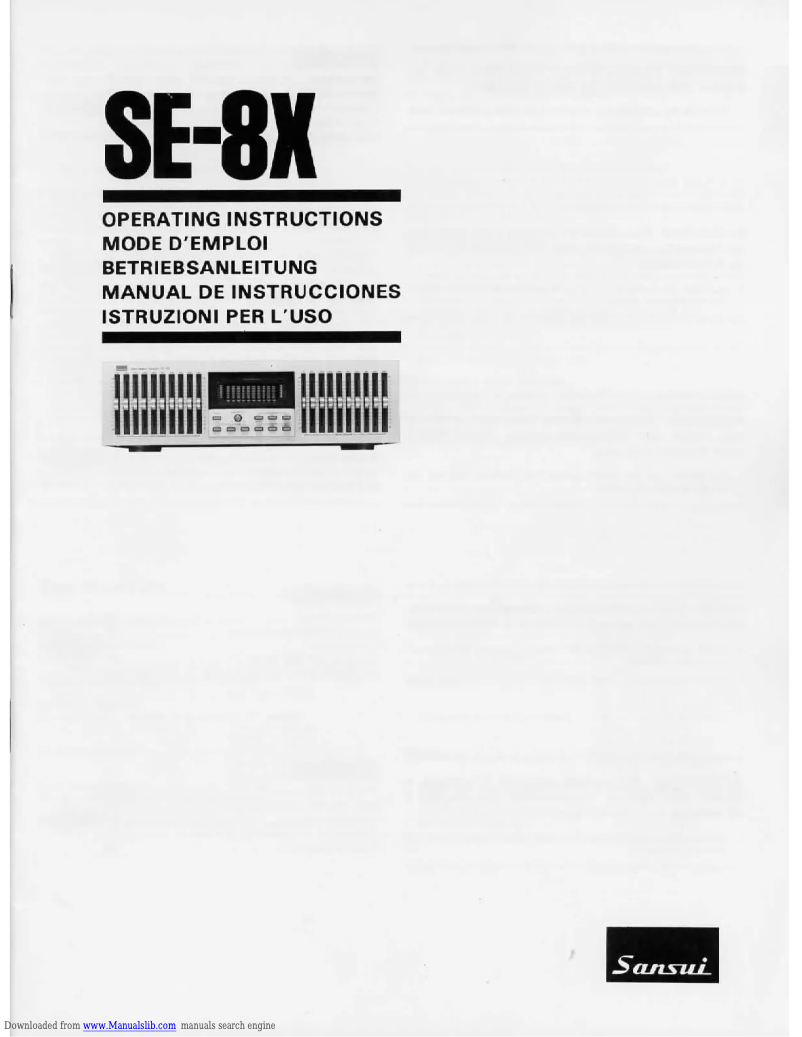 Page n°1 - Manuel utilisateur Sansui SE-8X