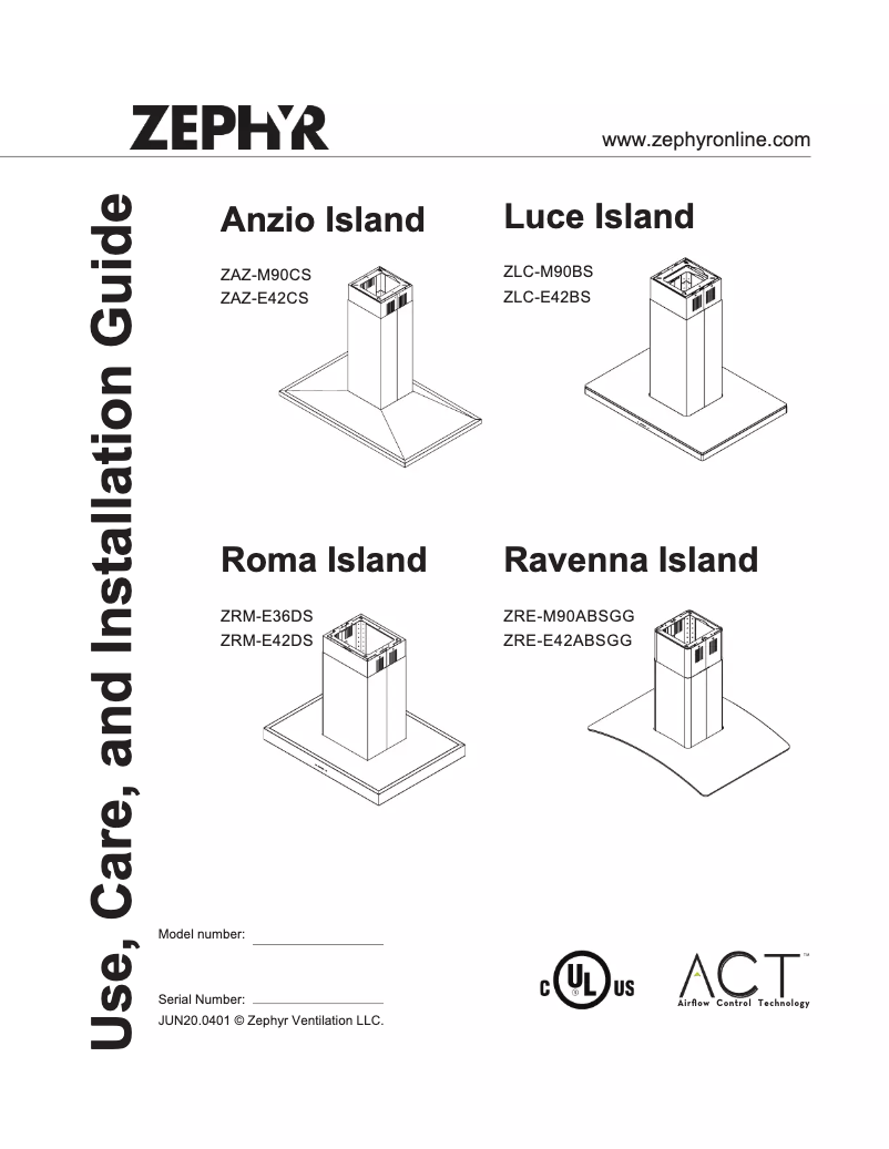 Page 1 de la notice Manuel utilisateur Zephyr Anzio Island ZAZ-E42CS