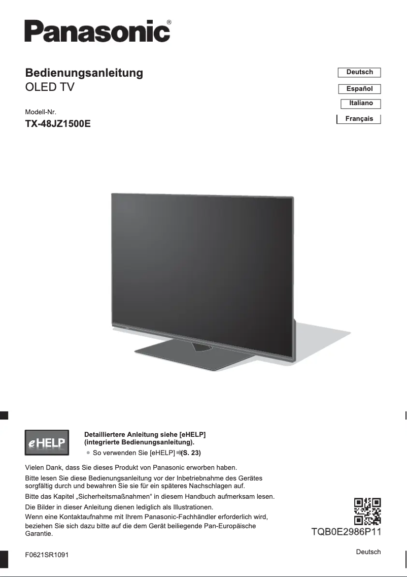 Imagen de la primera página del manual del dispositivo TX-48JZ1500E