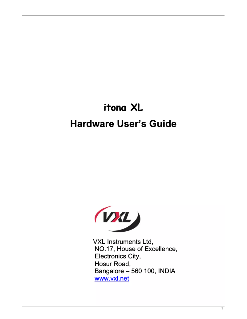 Image de la première page du manuel de l'appareil Itona XL