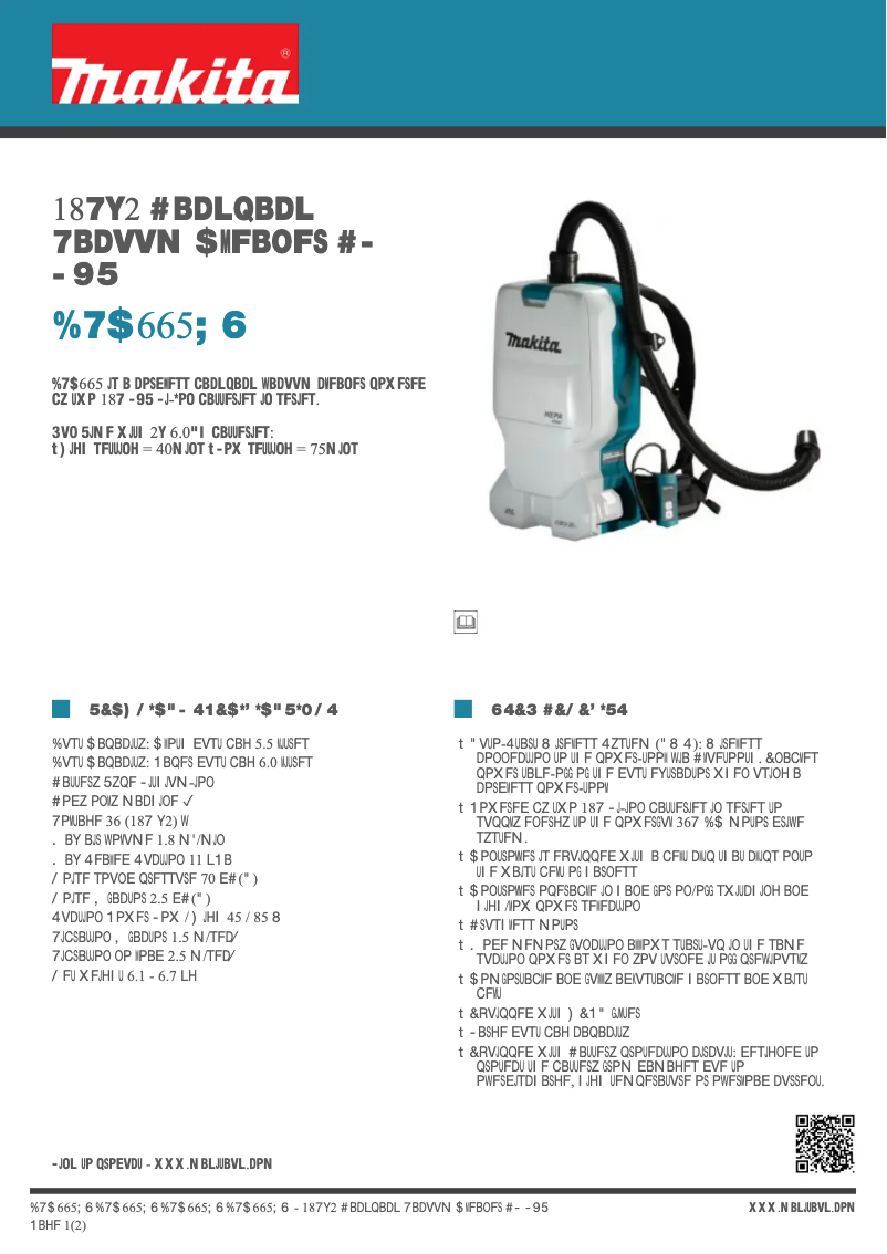 Page n°1 - Fiche technique Makita DVC665ZU