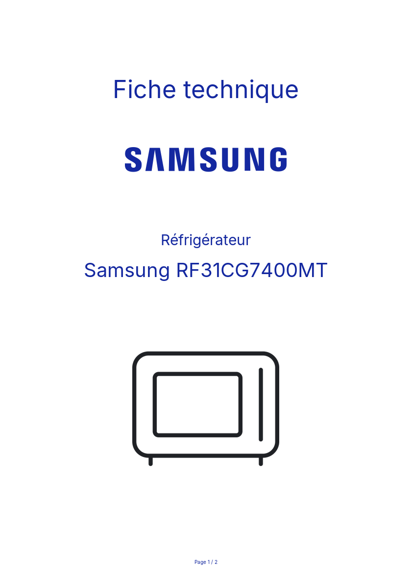 Image de la première page du manuel de l'appareil RF31CG7400MT