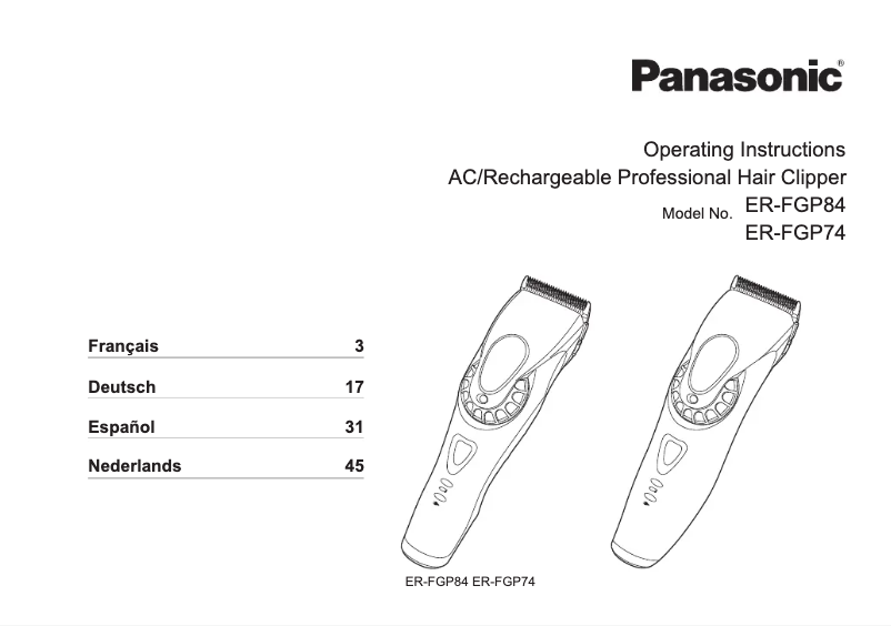 Page n°1 - Manuel utilisateur Panasonic ER-FGP84
