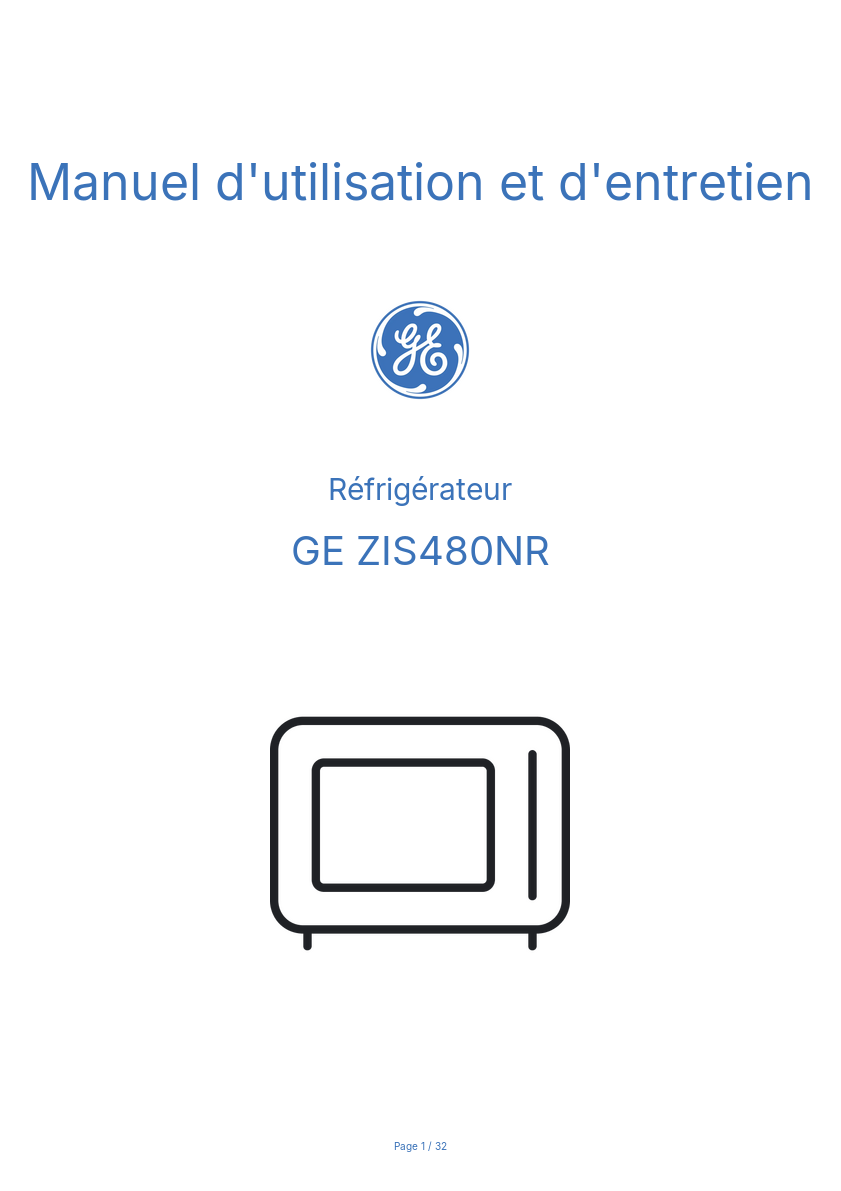 Image de la première page du manuel de l'appareil ZIS480NR