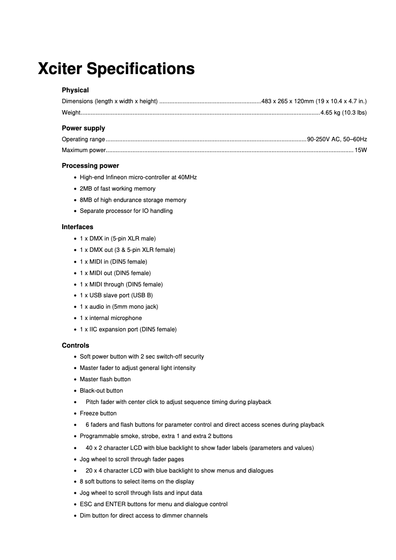 Image de la première page du manuel de l'appareil Xciter