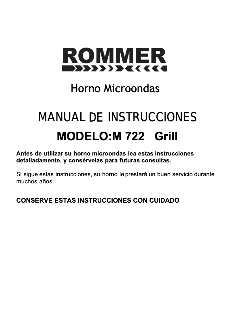 Page n°1 - Manuel utilisateur Rommer M 722 Grill