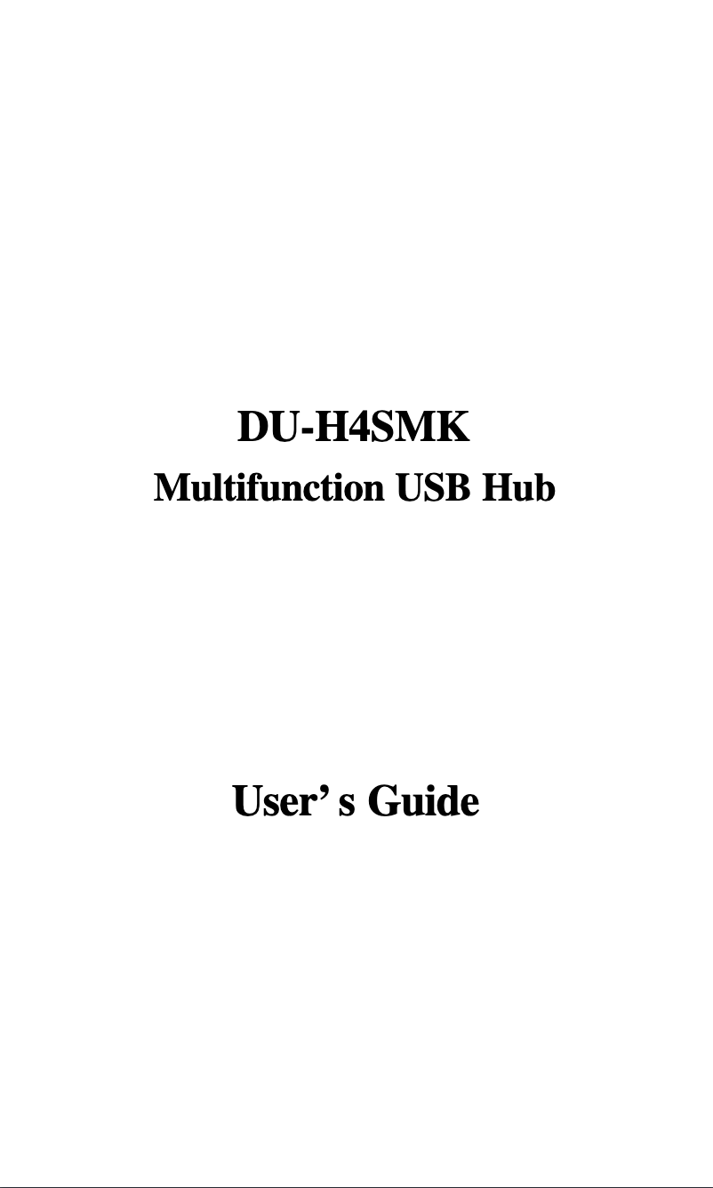 Page n°1 - Manuel utilisateur D-Link DU-H4SMK