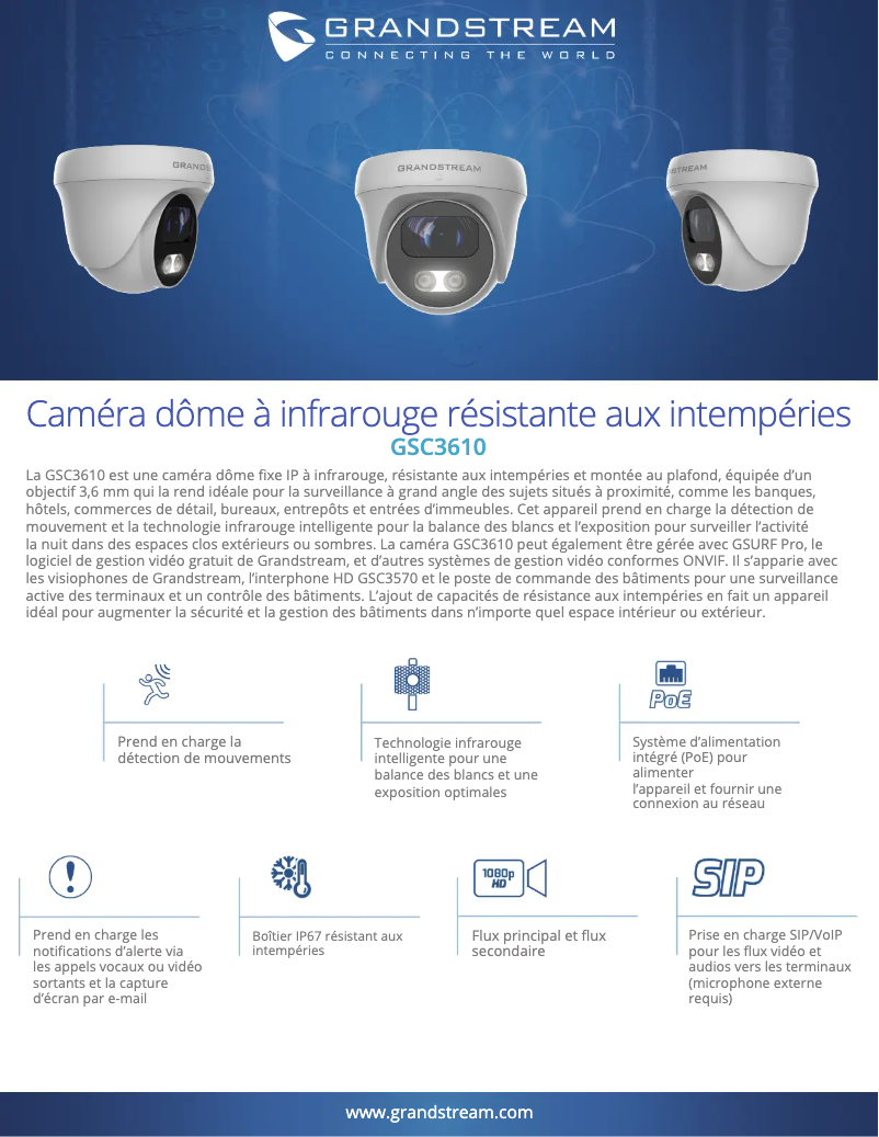 Page 1 de la notice Fiche technique Grandstream GSC3610