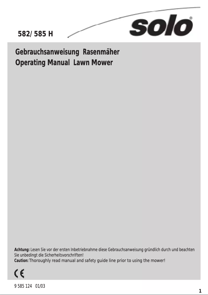 Page 1 de la notice Manuel utilisateur Solo 582