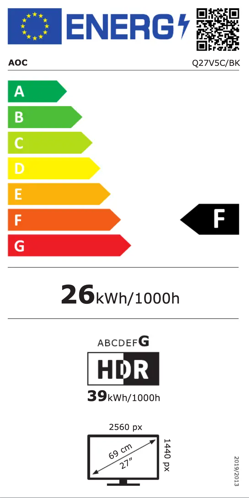 Page n°1 - Label énergétique AOC Q27V5C