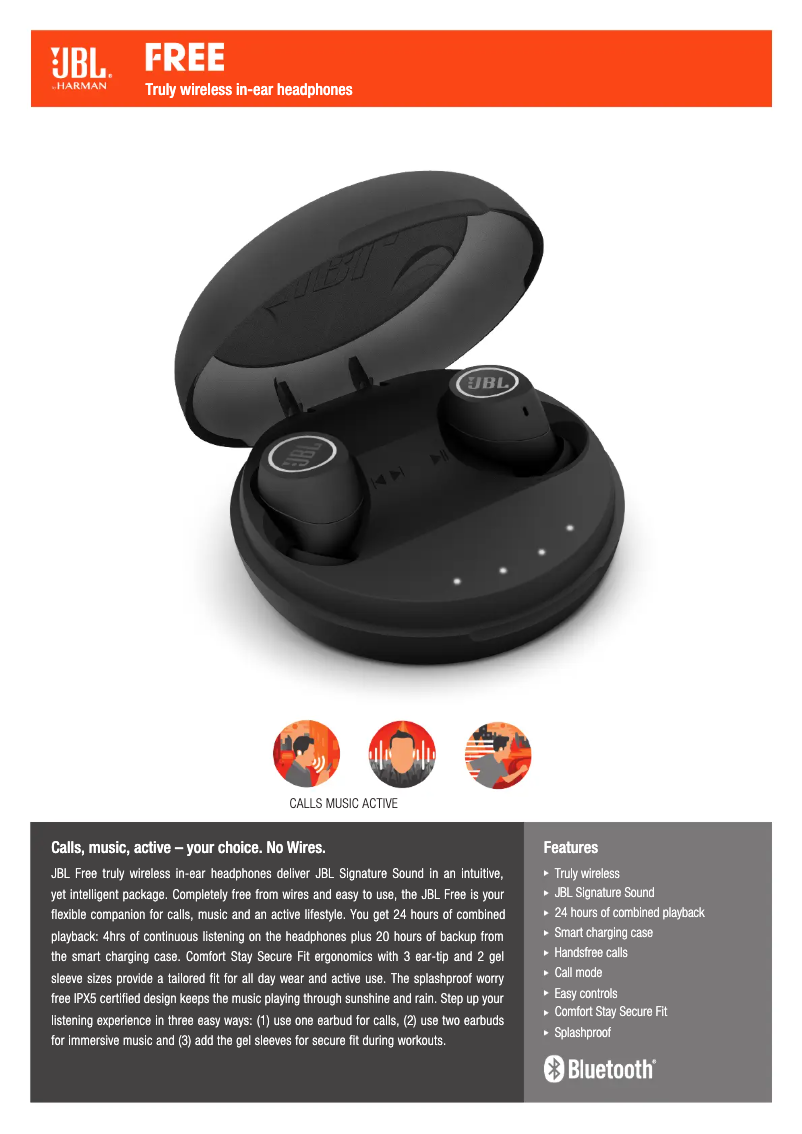 Page 1 de la notice Fiche technique JBL Free