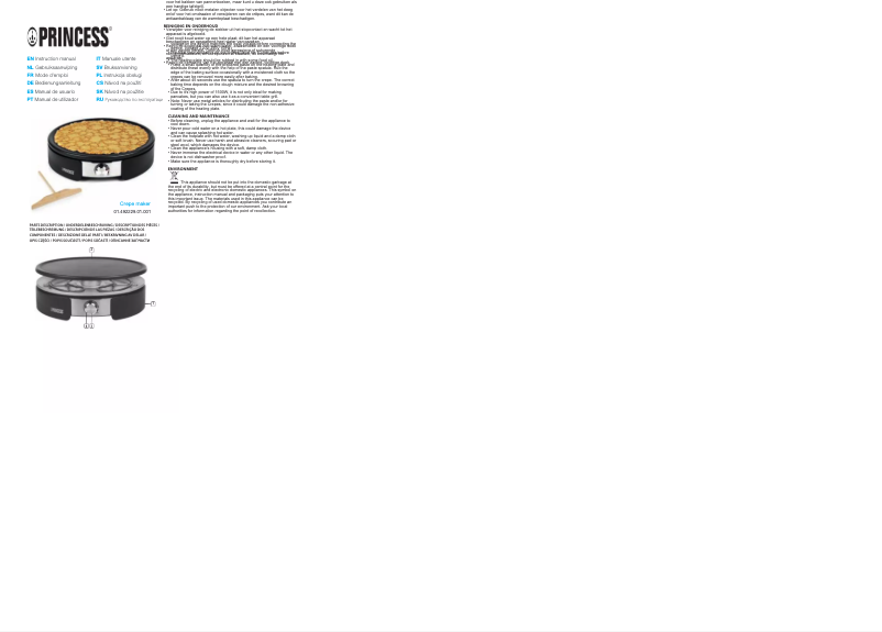 Page n°1 - Manuel utilisateur Princess Table Chef Crepe & Grill 492229