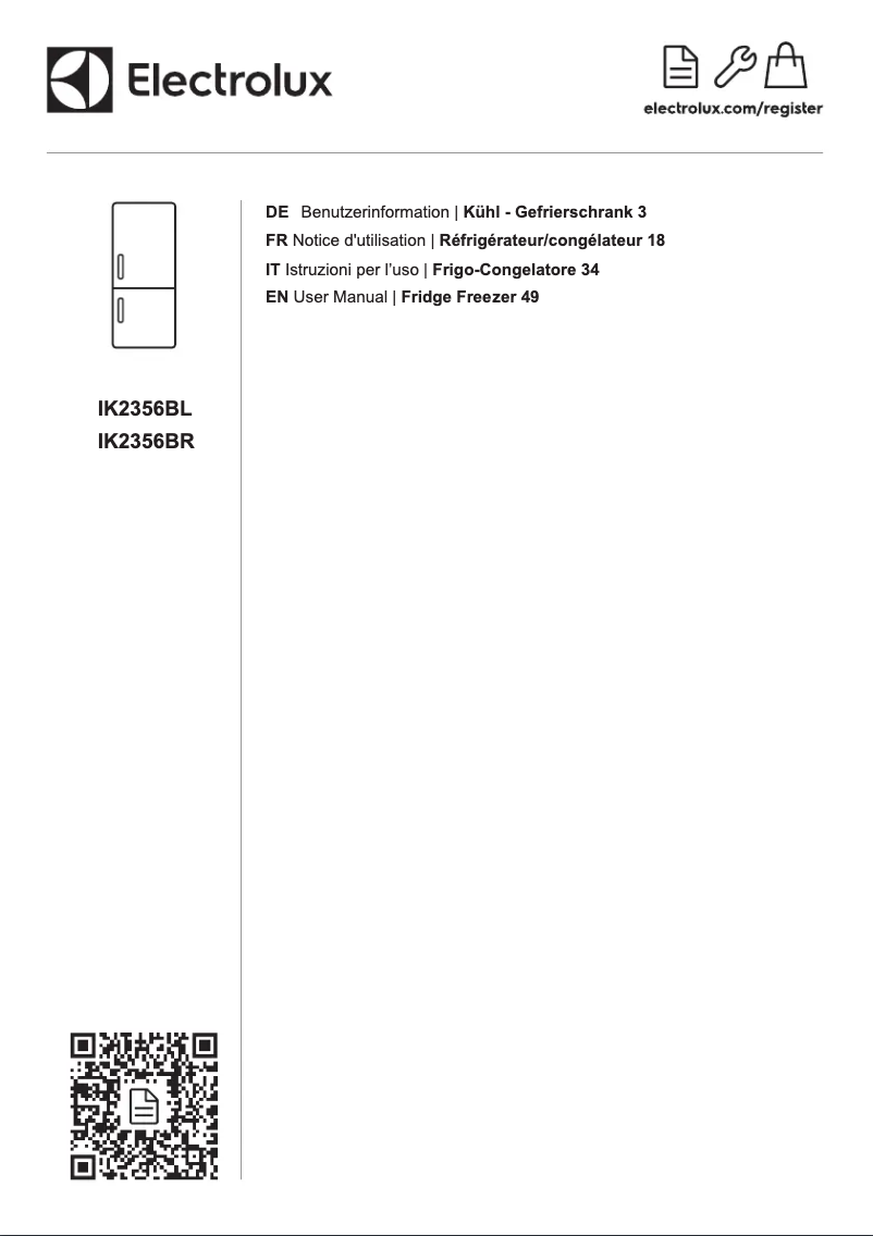 Page 1 de la notice Manuel utilisateur Electrolux IK2356BR