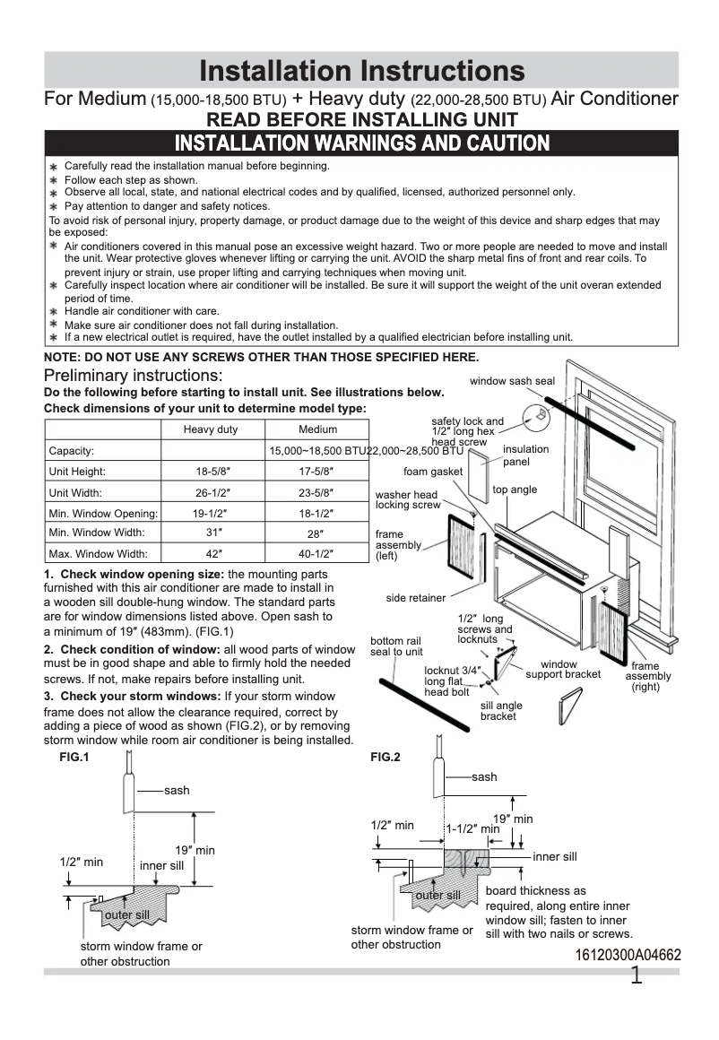 Page 1 de la notice Guide d'installation Frigidaire FFRE2533S2