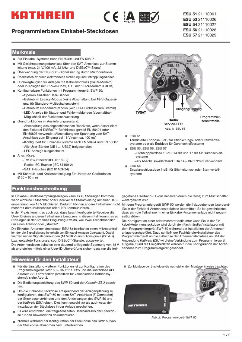 Image de la première page du manuel de l'appareil ESU 51
