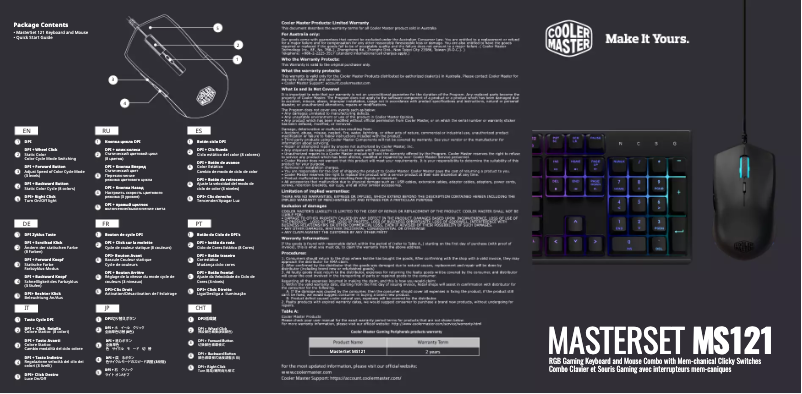 Page 1 de la notice Mode d'emploi Cooler Master MasterSet MS121
