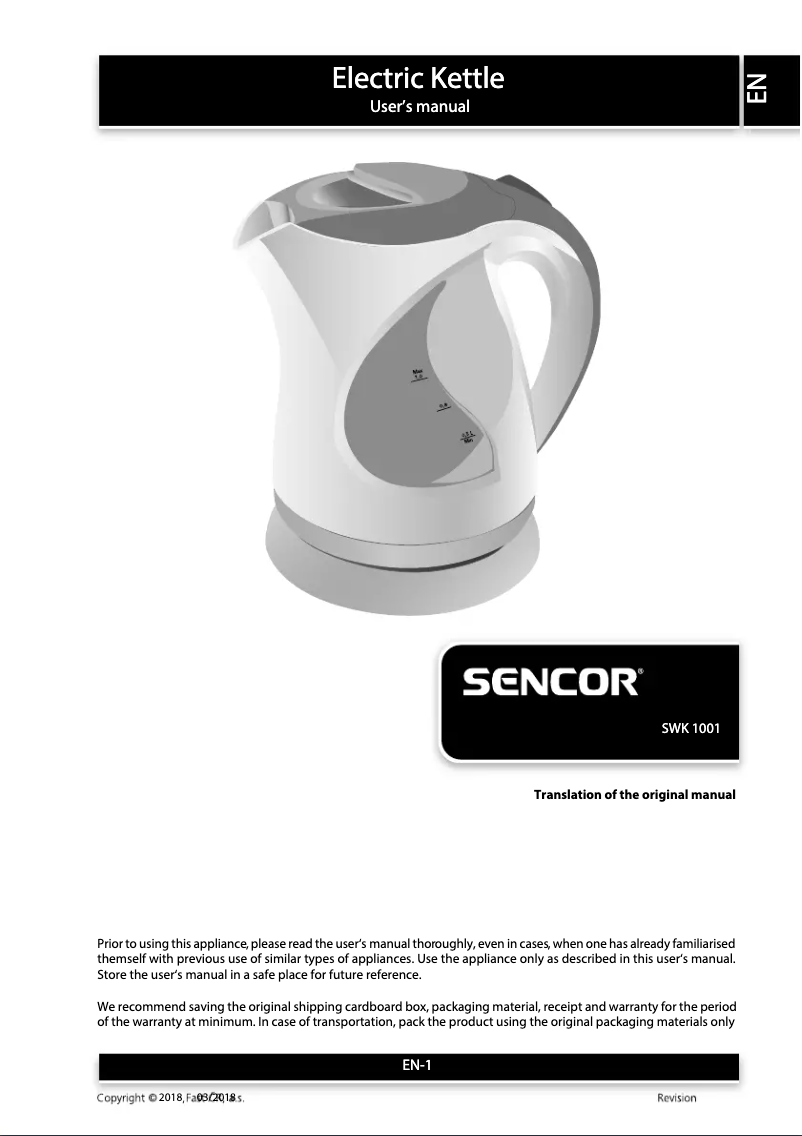 Image de la première page du manuel de l'appareil SWK 1001OR