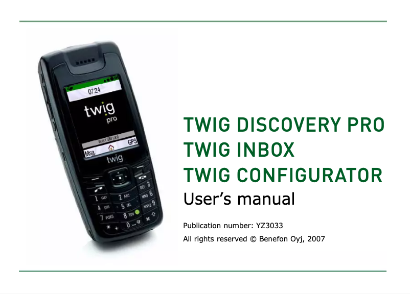 Image de la première page du manuel de l'appareil Twig Configurator