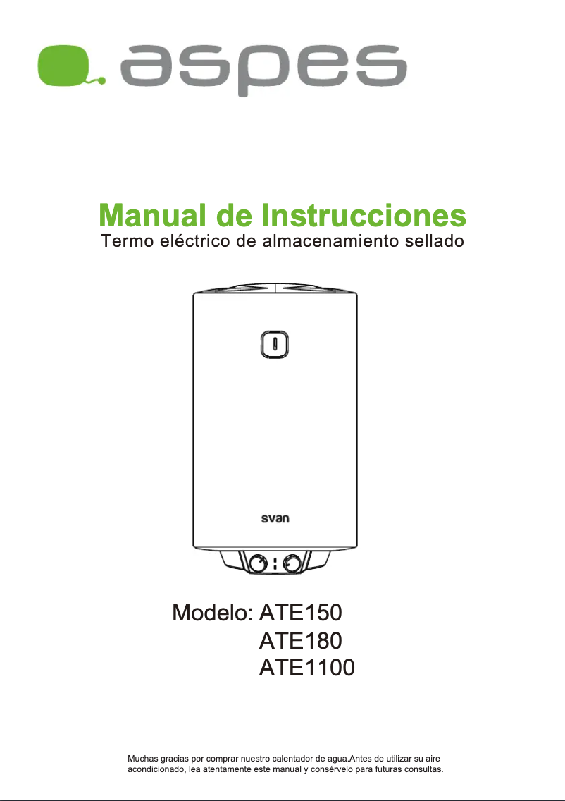 Página 1 del manual Manual de usuario Aspes ATE180