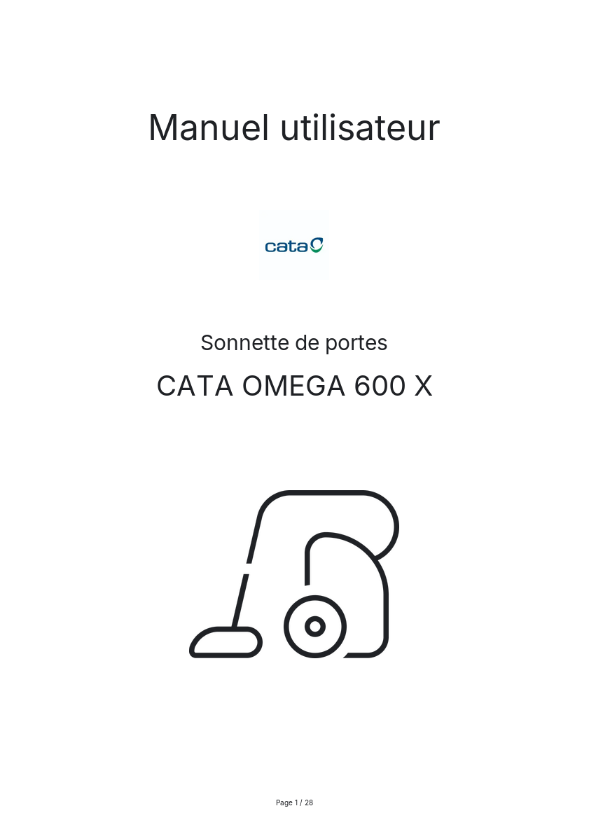 Page n°1 - Manuel utilisateur CATA OMEGA 600 X