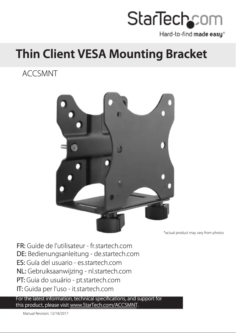 Page n°1 - Manuel utilisateur StarTech.com ACCSMNT
