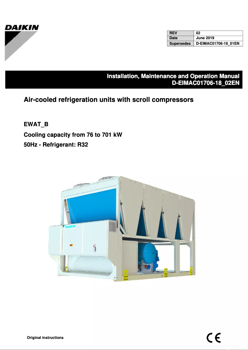 Page 1 de la notice Guide d'installation Daikin EWADC11T-SSB2