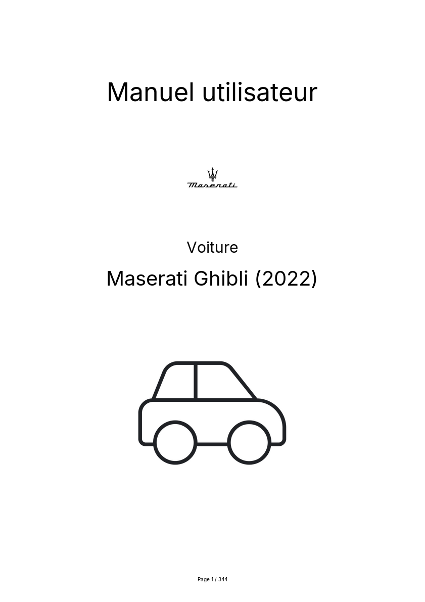 Page n°1 - Manuel utilisateur Maserati Ghibli (2022)