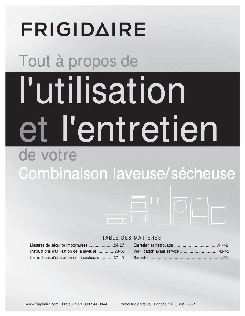 Page 1 de la notice Manuel utilisateur Frigidaire FFLE1011MW
