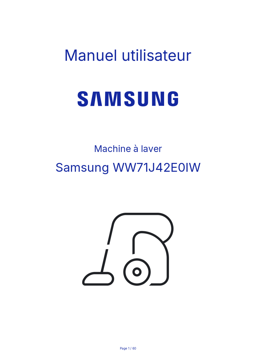 Image de la première page du manuel de l'appareil WW71J42E0IW