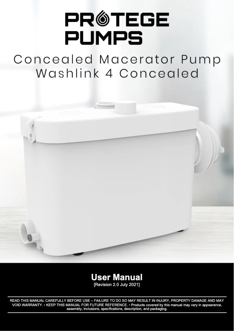 Página 1 del manual Manual de usuario Protege Washlink 4 Concealed