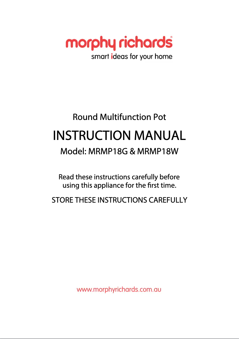 Page 1 de la notice Manuel utilisateur Morphy Richards MRMP18