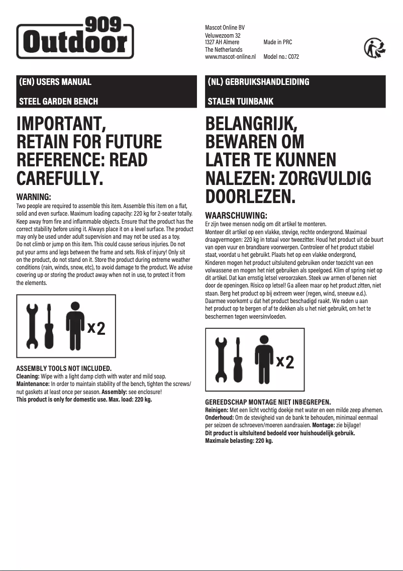 Page 1 de la notice Manuel utilisateur 909 Outdoor C072