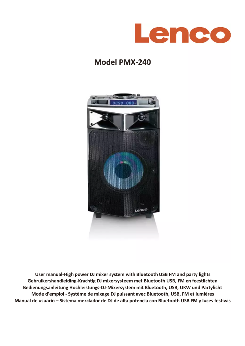 Page 1 de la notice Manuel utilisateur Lenco PMX-240